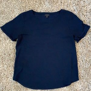 Simple navy blouse with sleeve detail